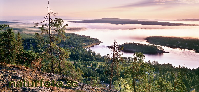 Morgondimma över älven, svanstein kynsivaara torneälven övertorneå tornedalen norrbotten  